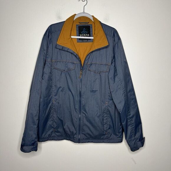 Prana Jacket Mens XL Puffer Blue Outdoor Windbreaker Full Zip - Picture 3 of 16